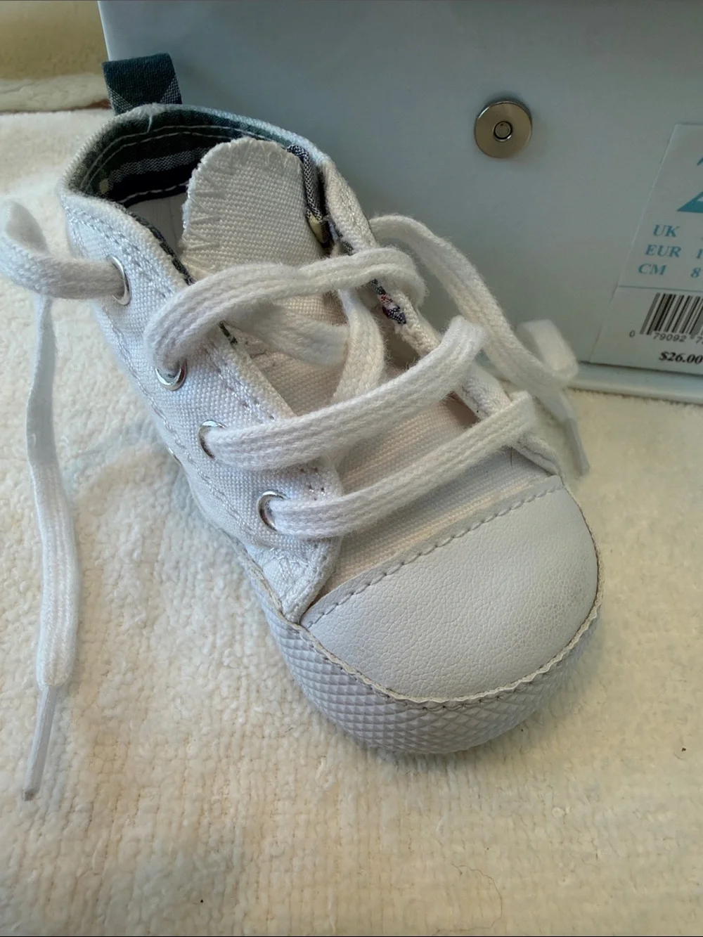 White Canvas Kids Lace-Up Sneaker - Size 2